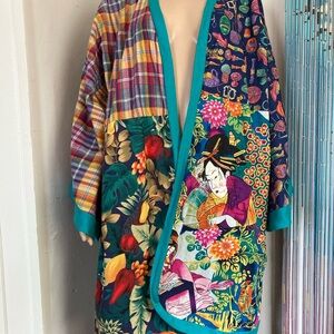 Vintage Handmade Multicolor Women's Kimono Jacket One Size
